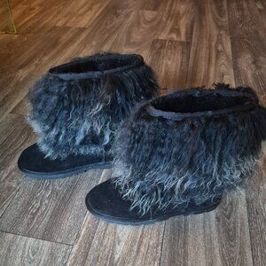 LAMO Himalaya Sheepskin Black Booties, Worn Once, 10 (41EU)